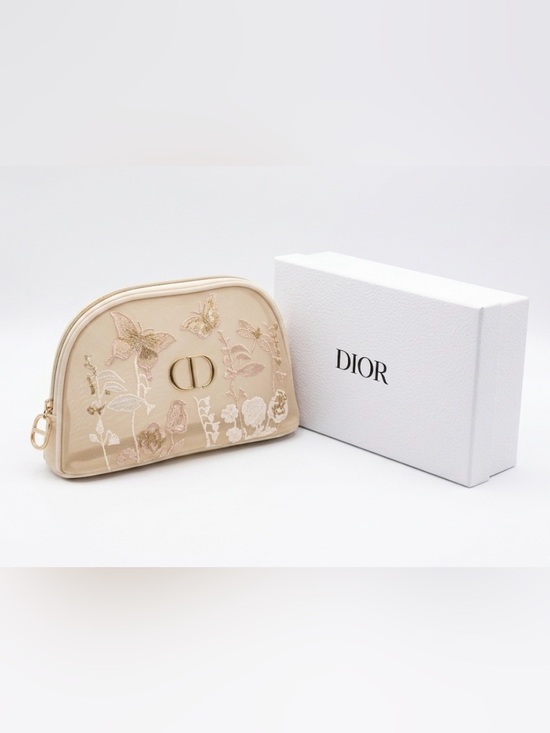 Dior Handbags - Dior Limited Edition Butterfly Embroidery Cosmetic Trousse Make Up Bag CD Charm